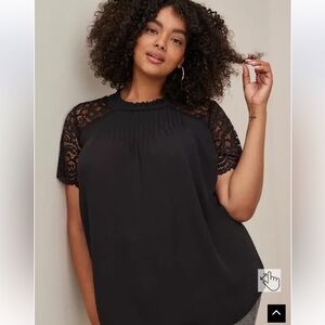 Torrid Black Lace Sleeve Women's Top